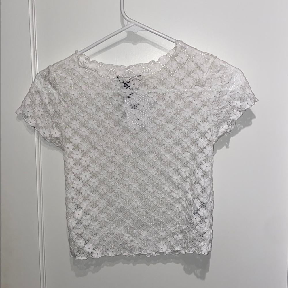 Floral mesh crop top